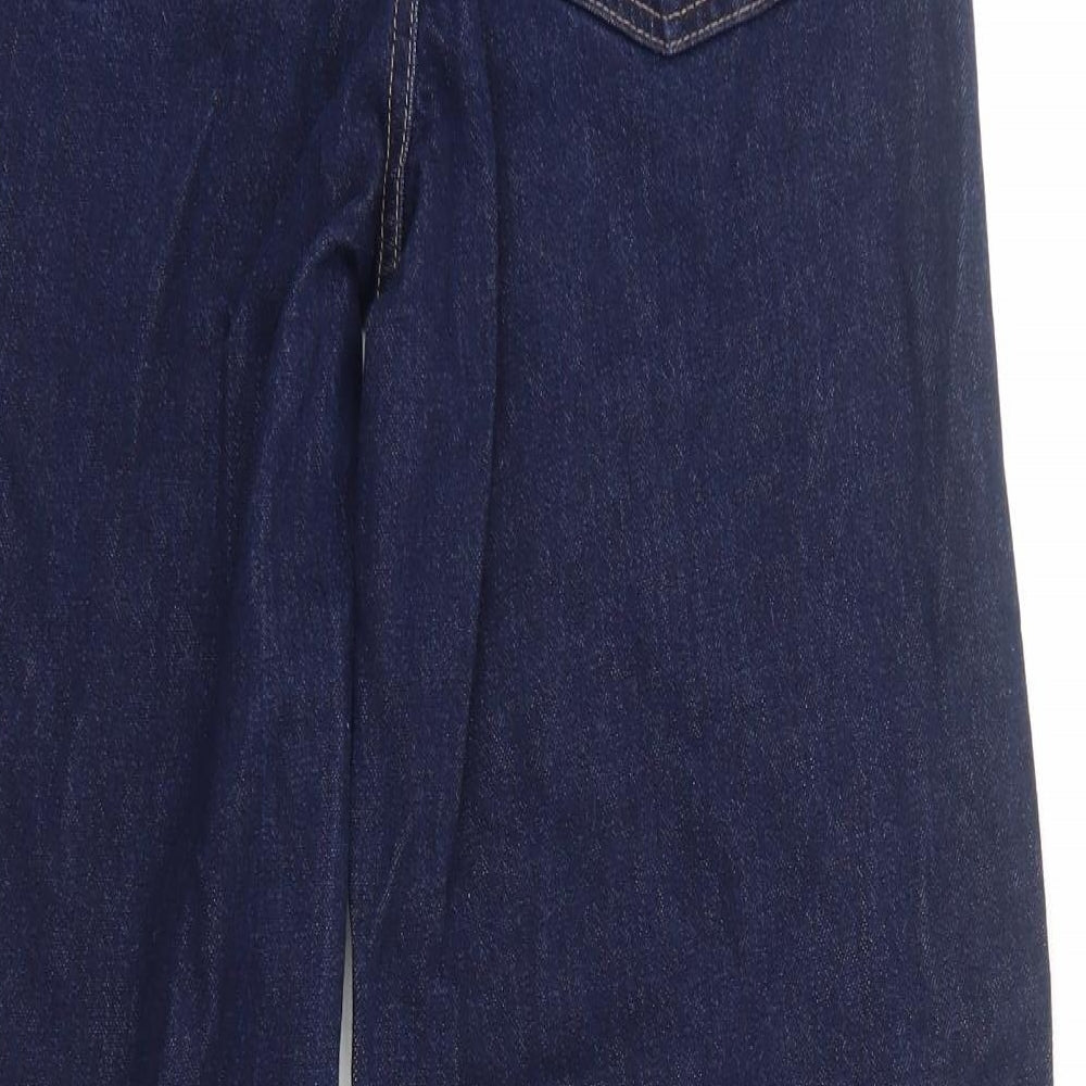 Marks and Spencer Womens Blue Cotton Bootcut Jeans Size 12 Regular Zip
