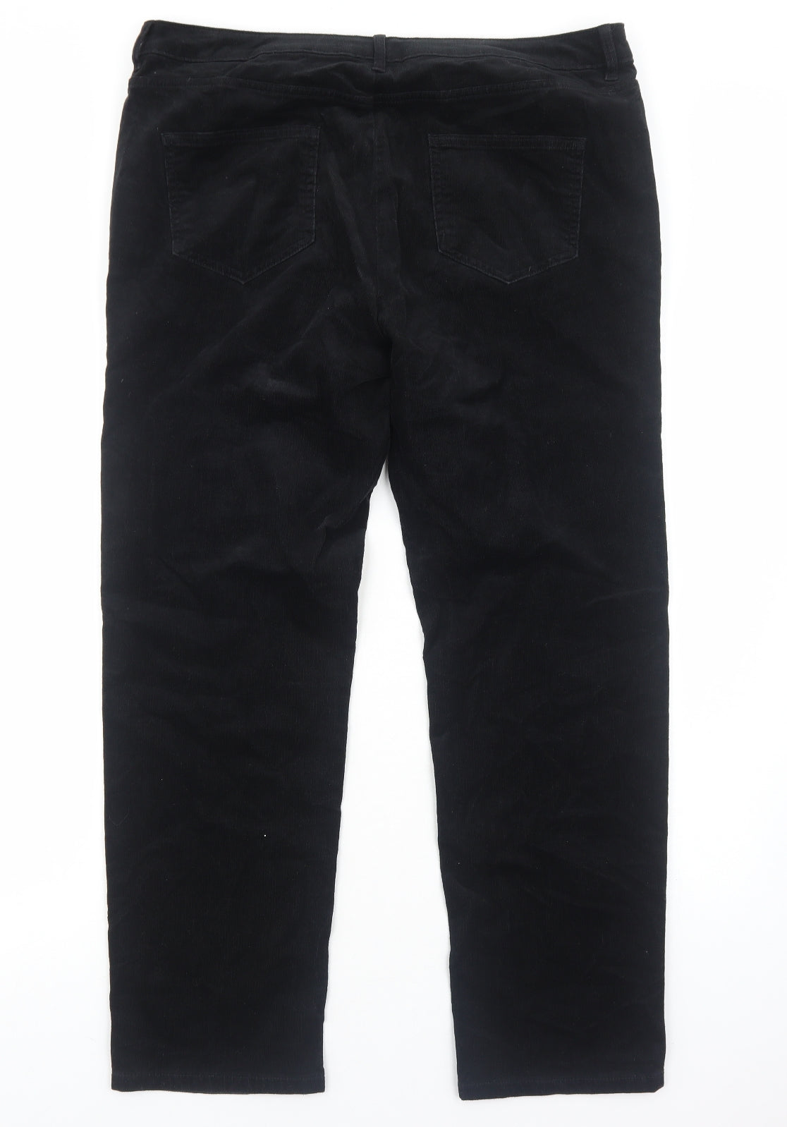 Marks and Spencer Womens Black Cotton Trousers Size 18 Regular Zip