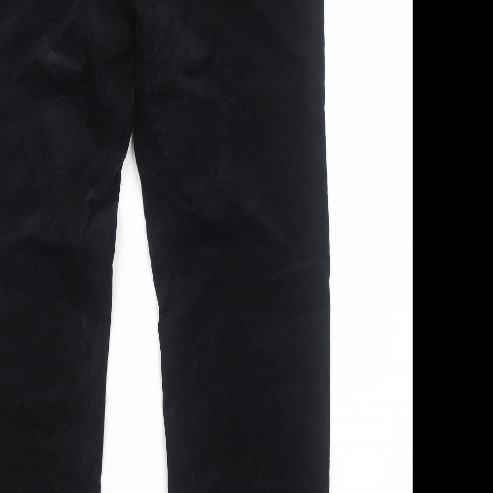 Marks and Spencer Womens Black Cotton Trousers Size 18 Regular Zip