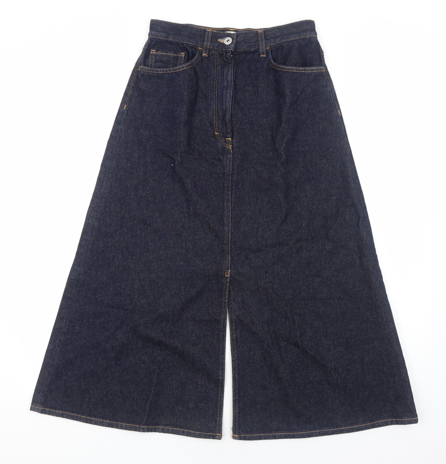 COS Womens Blue Cotton Swing Skirt Size 10 Zip