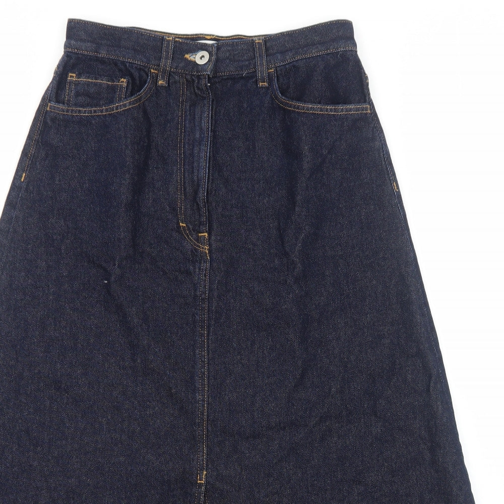 COS Womens Blue Cotton Swing Skirt Size 10 Zip