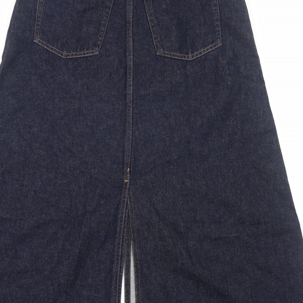 COS Womens Blue Cotton Swing Skirt Size 10 Zip