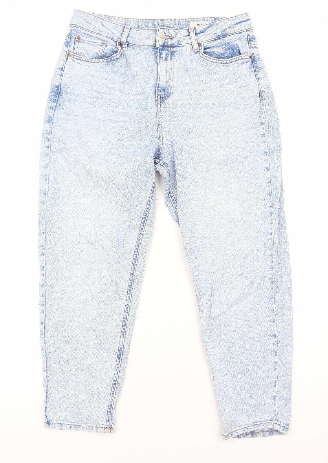 Marks and Spencer Womens Blue Cotton Straight Jeans Size 14 Regular Zip