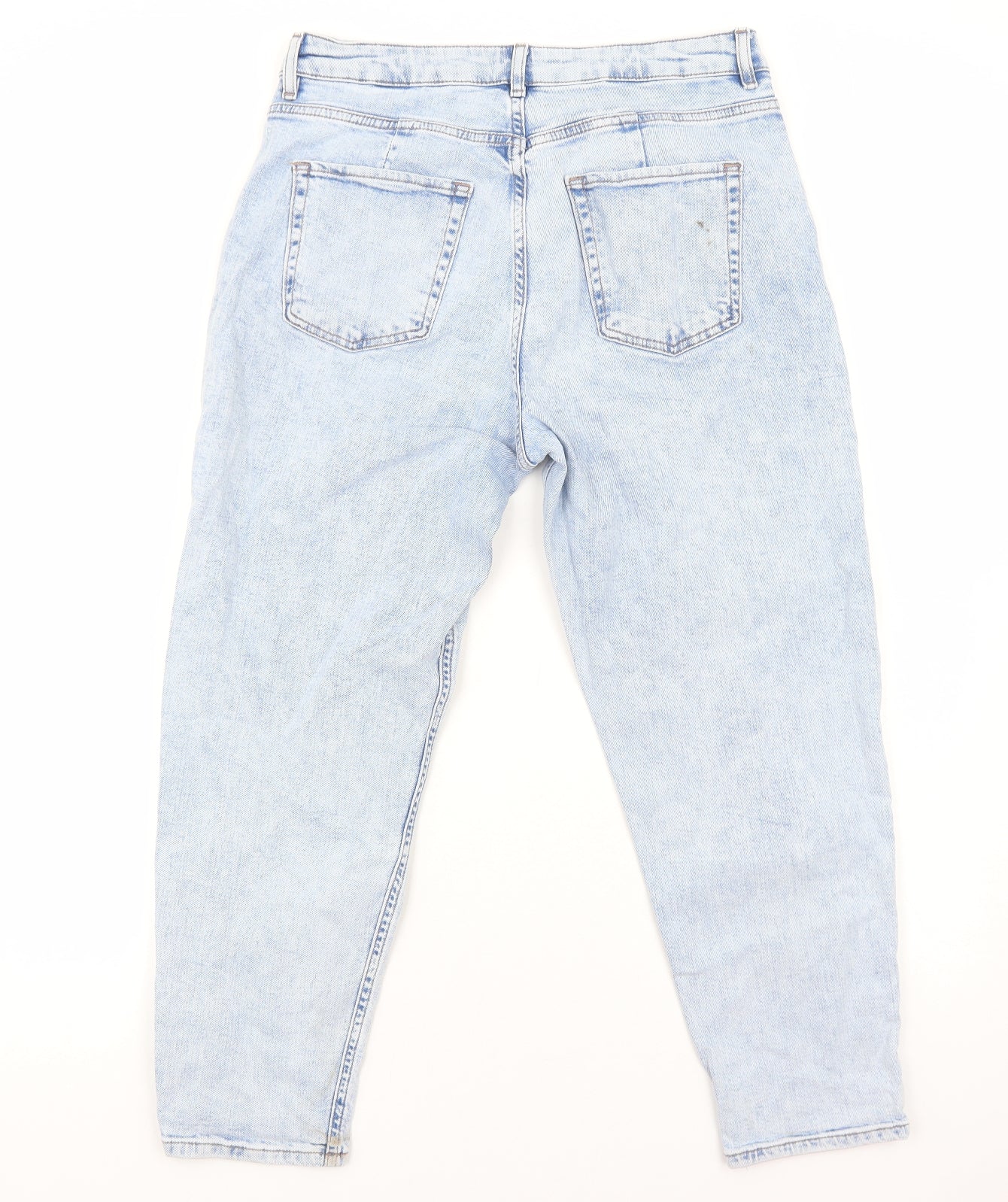 Marks and Spencer Womens Blue Cotton Straight Jeans Size 14 Regular Zip