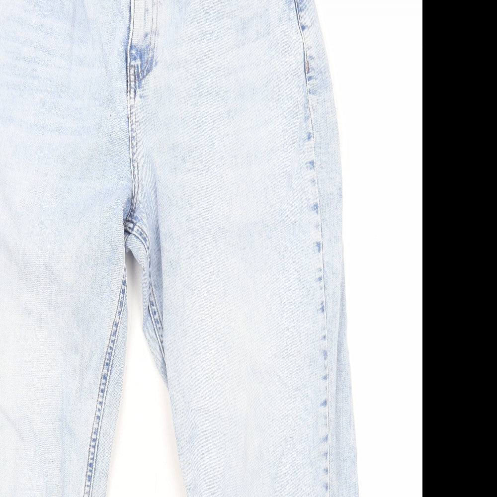 Marks and Spencer Womens Blue Cotton Straight Jeans Size 14 Regular Zip