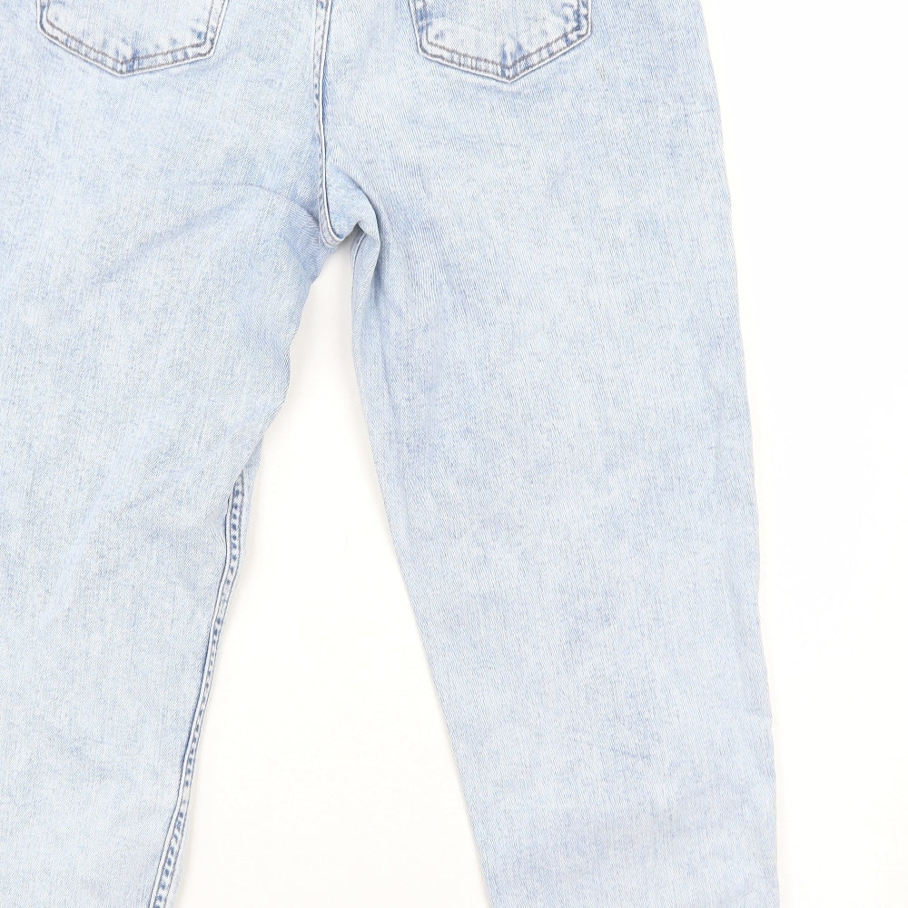 Marks and Spencer Womens Blue Cotton Straight Jeans Size 14 Regular Zip