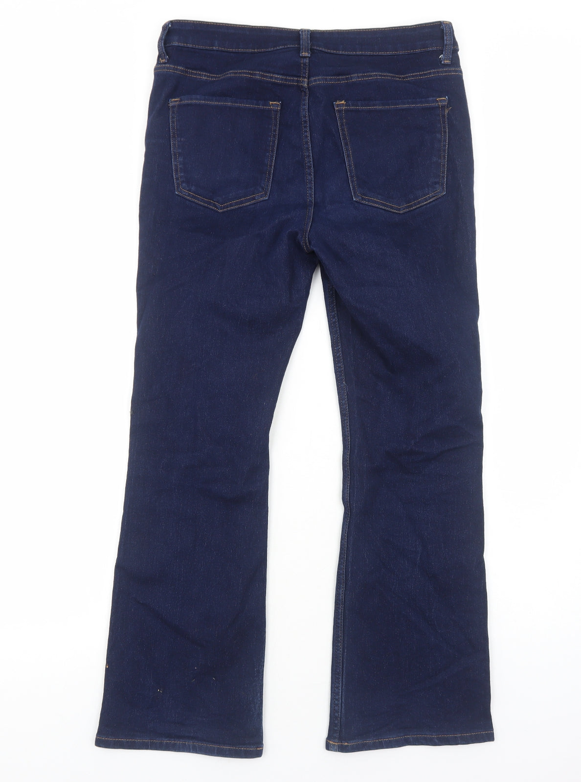 Marks and Spencer Womens Blue Cotton Bootcut Jeans Size 12 Regular Zip