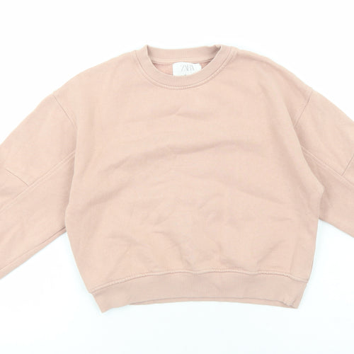 Zara Girls Pink Cotton Pullover Sweatshirt Size 10 Years Pullover
