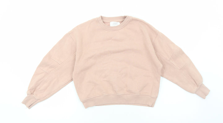 Zara Girls Pink Cotton Pullover Sweatshirt Size 10 Years Pullover
