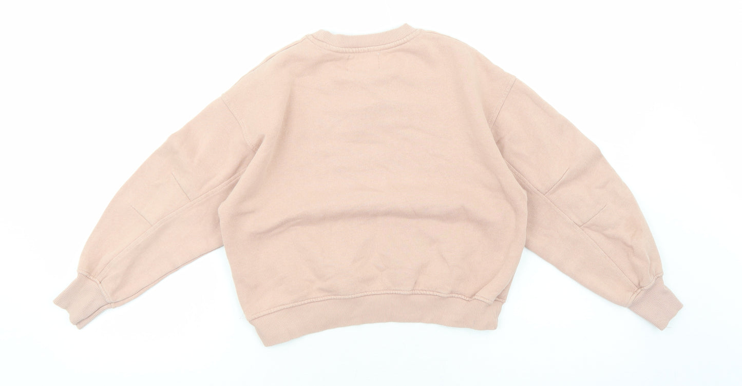 Zara Girls Pink Cotton Pullover Sweatshirt Size 10 Years Pullover