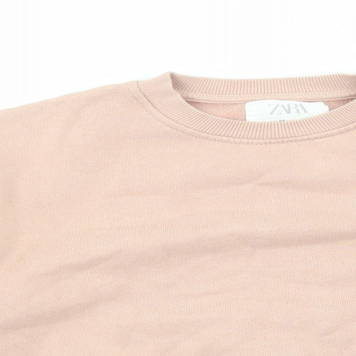Zara Girls Pink Cotton Pullover Sweatshirt Size 10 Years Pullover