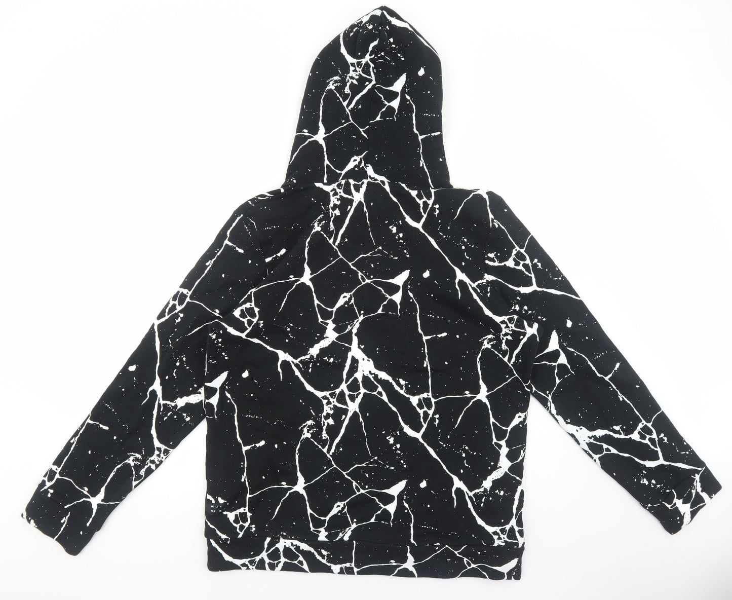 Cool Cat Mens Black Geometric Cotton Pullover Hoodie Size XL