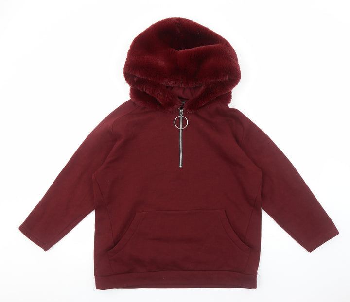 Zara Womens Red Polyester Pullover Hoodie Size S Pullover