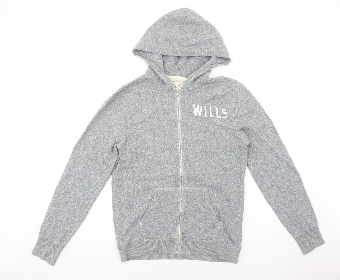 Jack Wills Womens Grey Cotton Full Zip Hoodie Size M Zip
