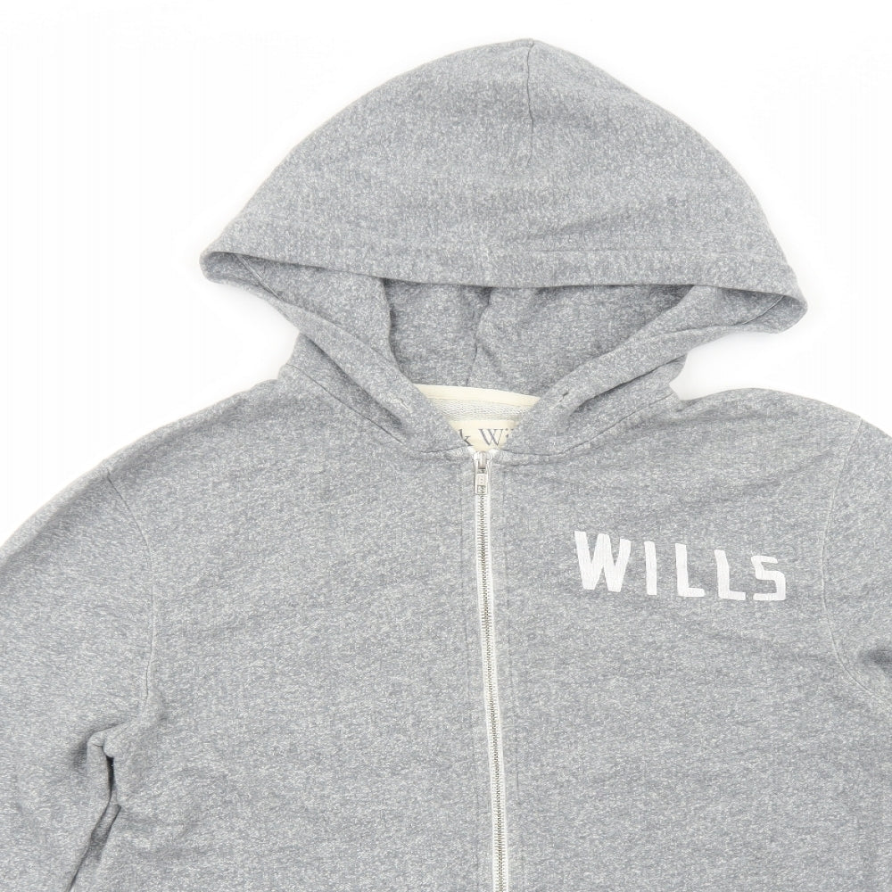 Jack Wills Womens Grey Cotton Full Zip Hoodie Size M Zip
