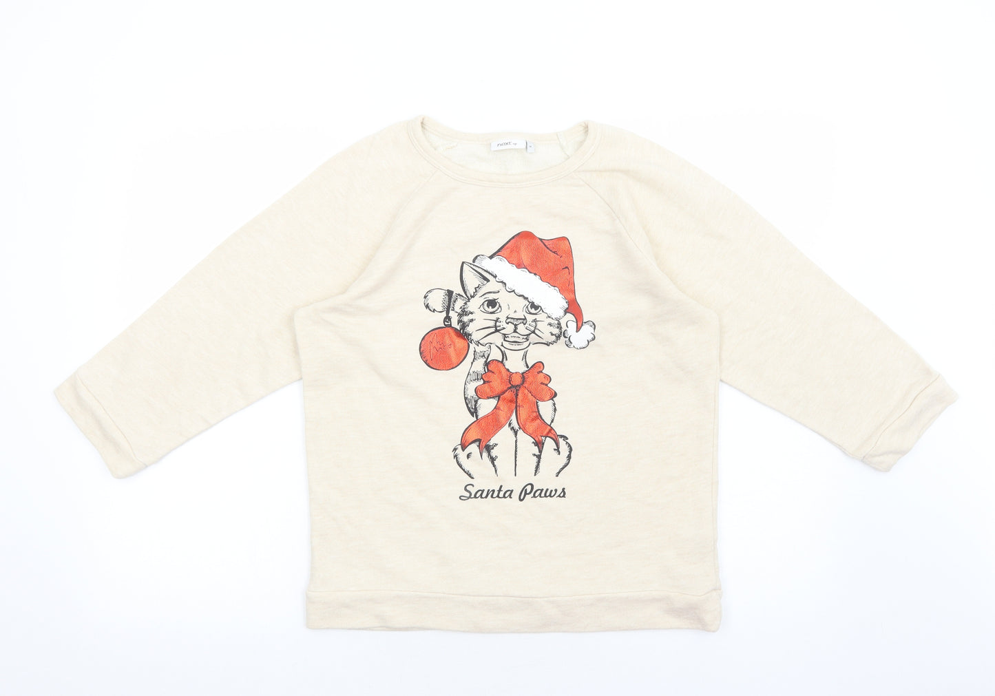 NEXT Womens Ivory Cotton Pullover Sweatshirt Size 14 Pullover - Santa Paws