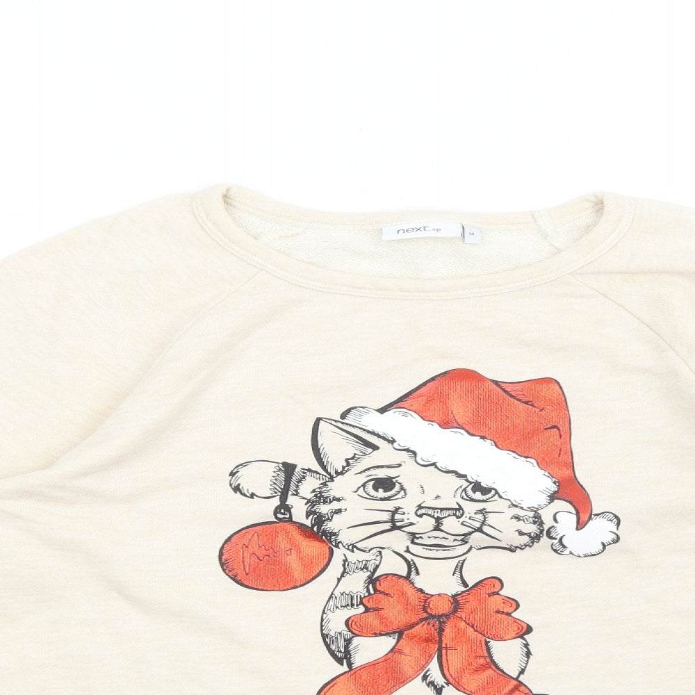 NEXT Womens Ivory Cotton Pullover Sweatshirt Size 14 Pullover - Santa Paws