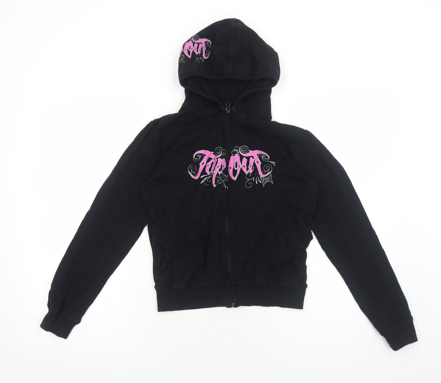 Tapout Womens Black Cotton Full Zip Hoodie Size S Zip