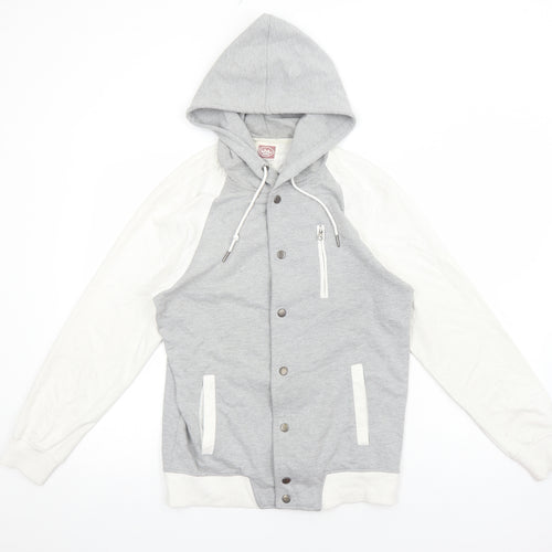 MICROS Womens Grey Geometric Varsity Jacket Jacket Size S Zip