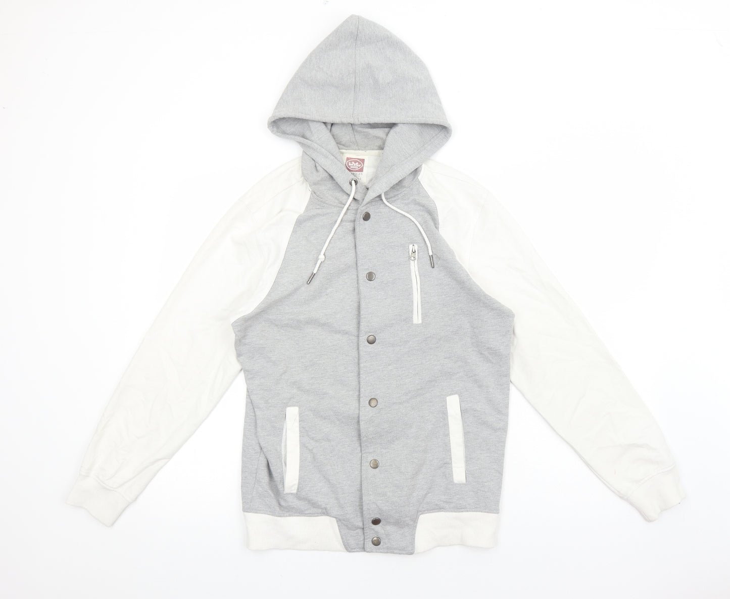 MICROS Womens Grey Geometric Varsity Jacket Jacket Size S Zip