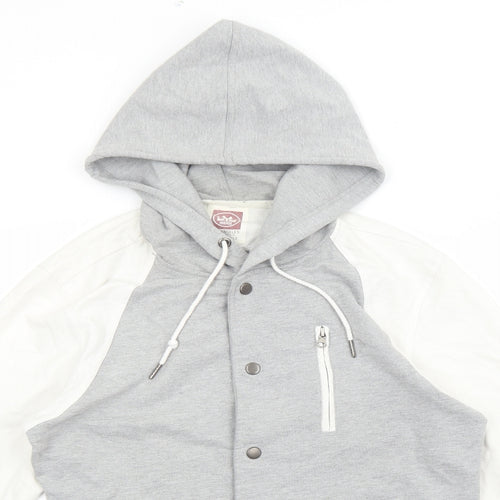 MICROS Womens Grey Geometric Varsity Jacket Jacket Size S Zip