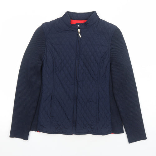 DASH Womens Blue Quilted Jacket Size 12 Zip