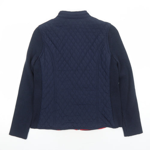 DASH Womens Blue Quilted Jacket Size 12 Zip