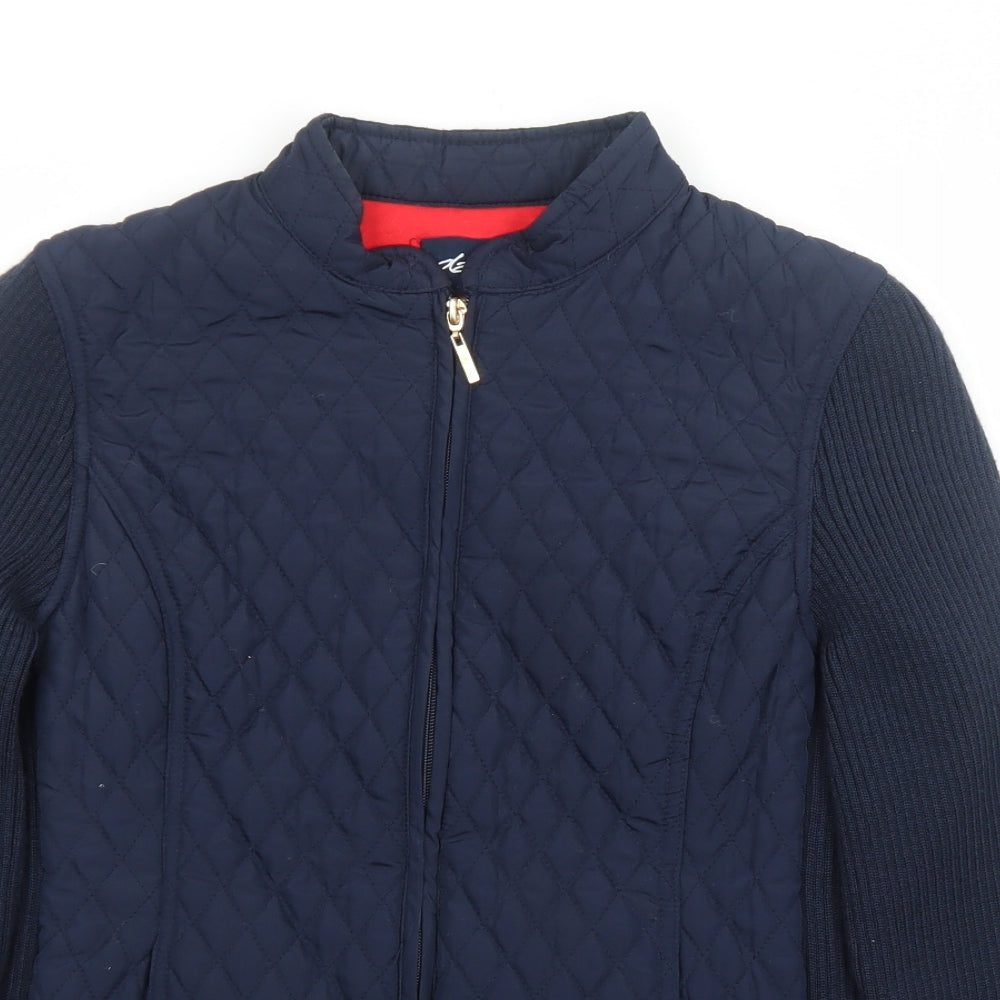 DASH Womens Blue Quilted Jacket Size 12 Zip