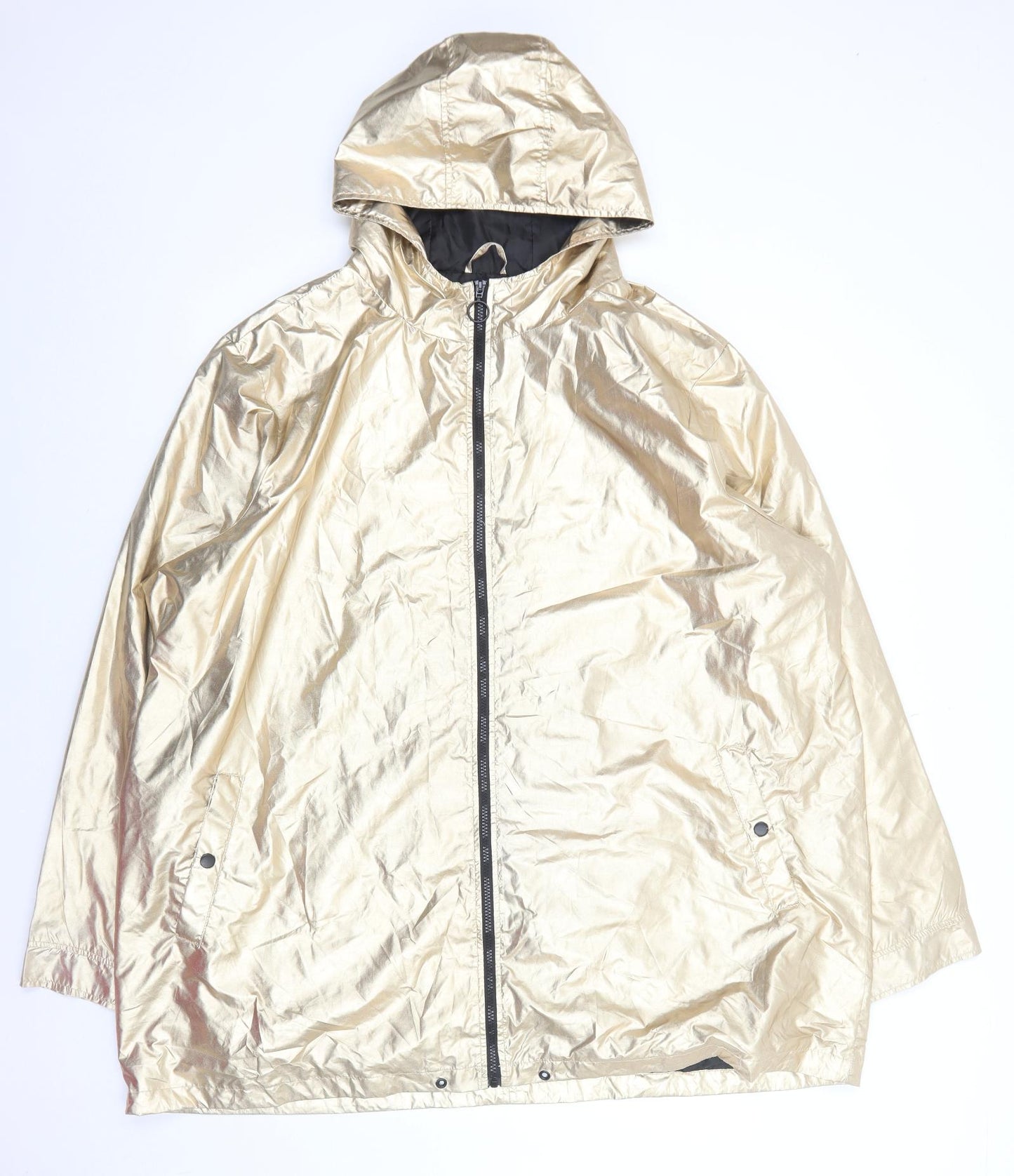 Brave Soul Womens Gold Rain Coat Coat Size 24 Zip
