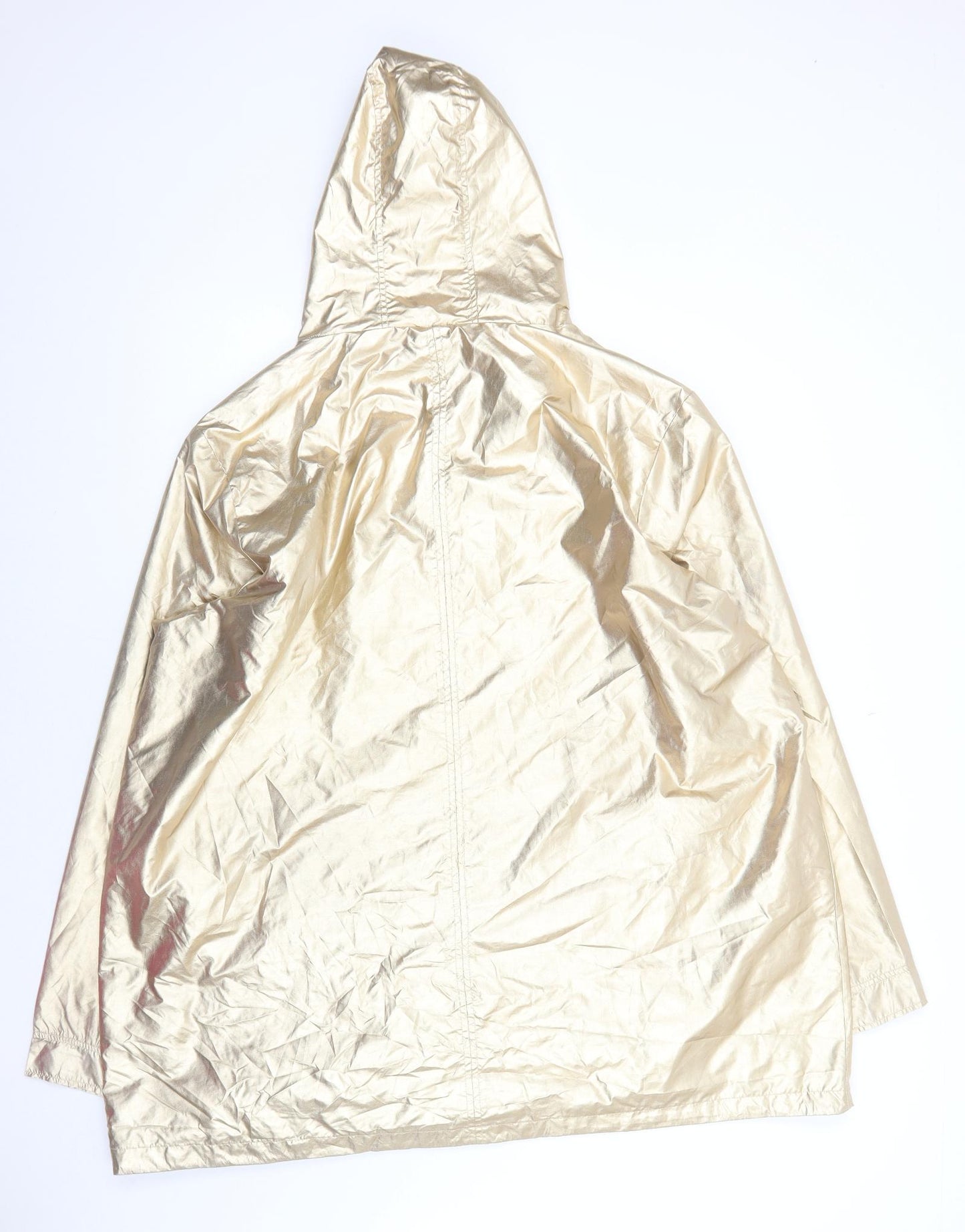 Brave Soul Womens Gold Rain Coat Coat Size 24 Zip