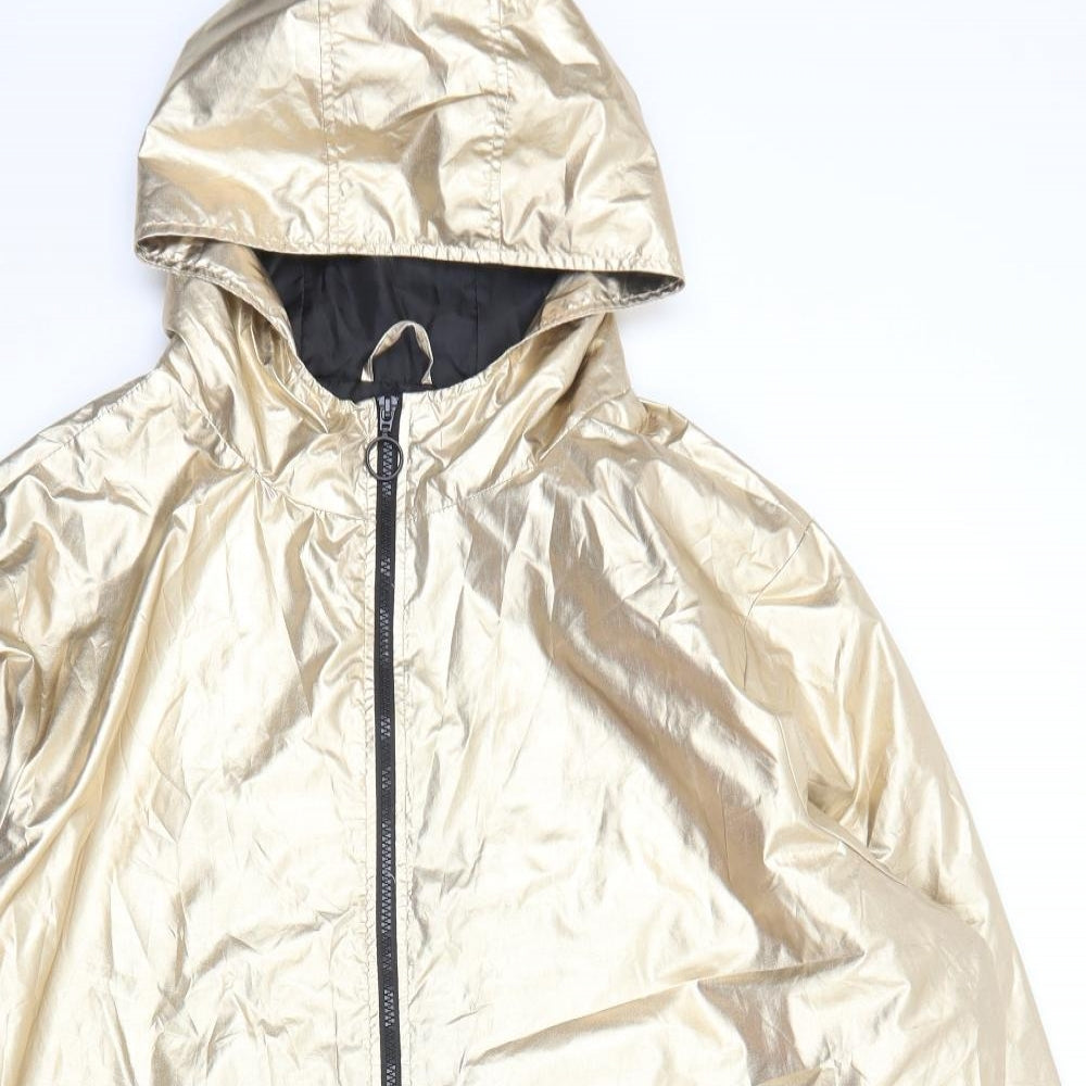 Brave Soul Womens Gold Rain Coat Coat Size 24 Zip