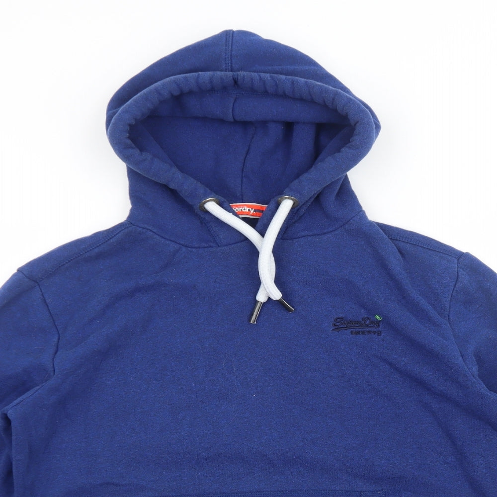 Superdry Mens Blue Cotton Pullover Hoodie Size L