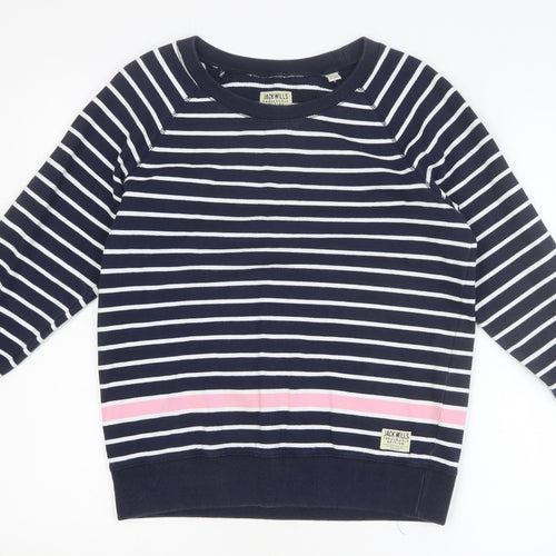 Jack Wills Womens Blue Striped 100% Cotton Pullover Sweatshirt Size 12 Pullover