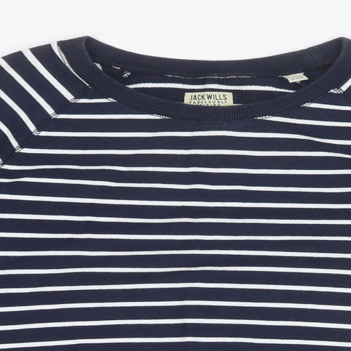 Jack Wills Womens Blue Striped 100% Cotton Pullover Sweatshirt Size 12 Pullover
