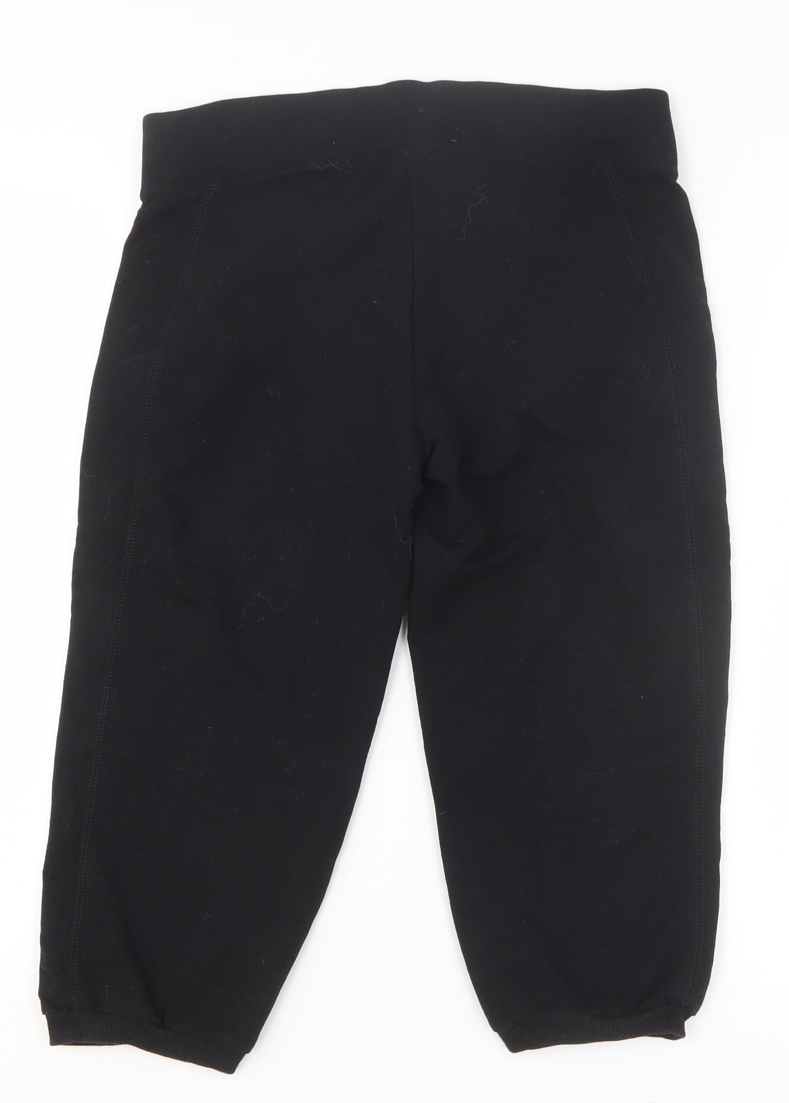 H&M Sport Womens Black Cotton Cropped Trousers Size S Regular Drawstring