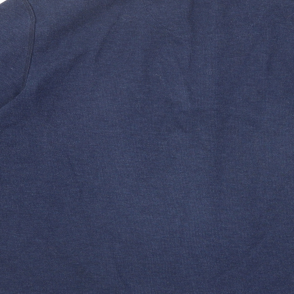 Easy Mens Blue High Neck Cotton Pullover Jumper Size M Long Sleeve
