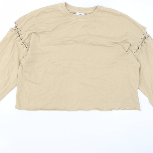 Pull&Bear Womens Beige Cotton Pullover Sweatshirt Size M Pullover