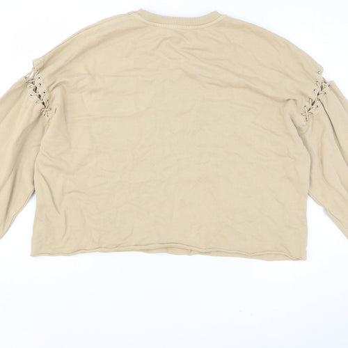 Pull&Bear Womens Beige Cotton Pullover Sweatshirt Size M Pullover