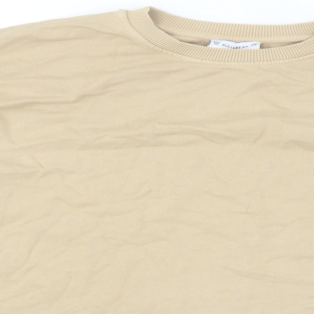 Pull&Bear Womens Beige Cotton Pullover Sweatshirt Size M Pullover