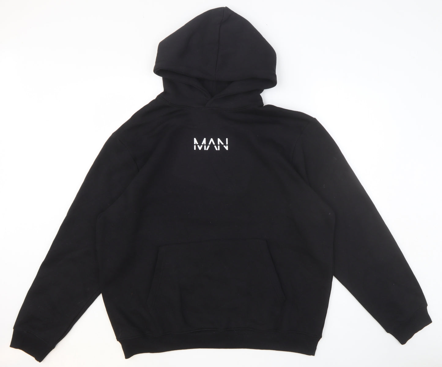 Boohoo Mens Black Cotton Pullover Hoodie Size XL