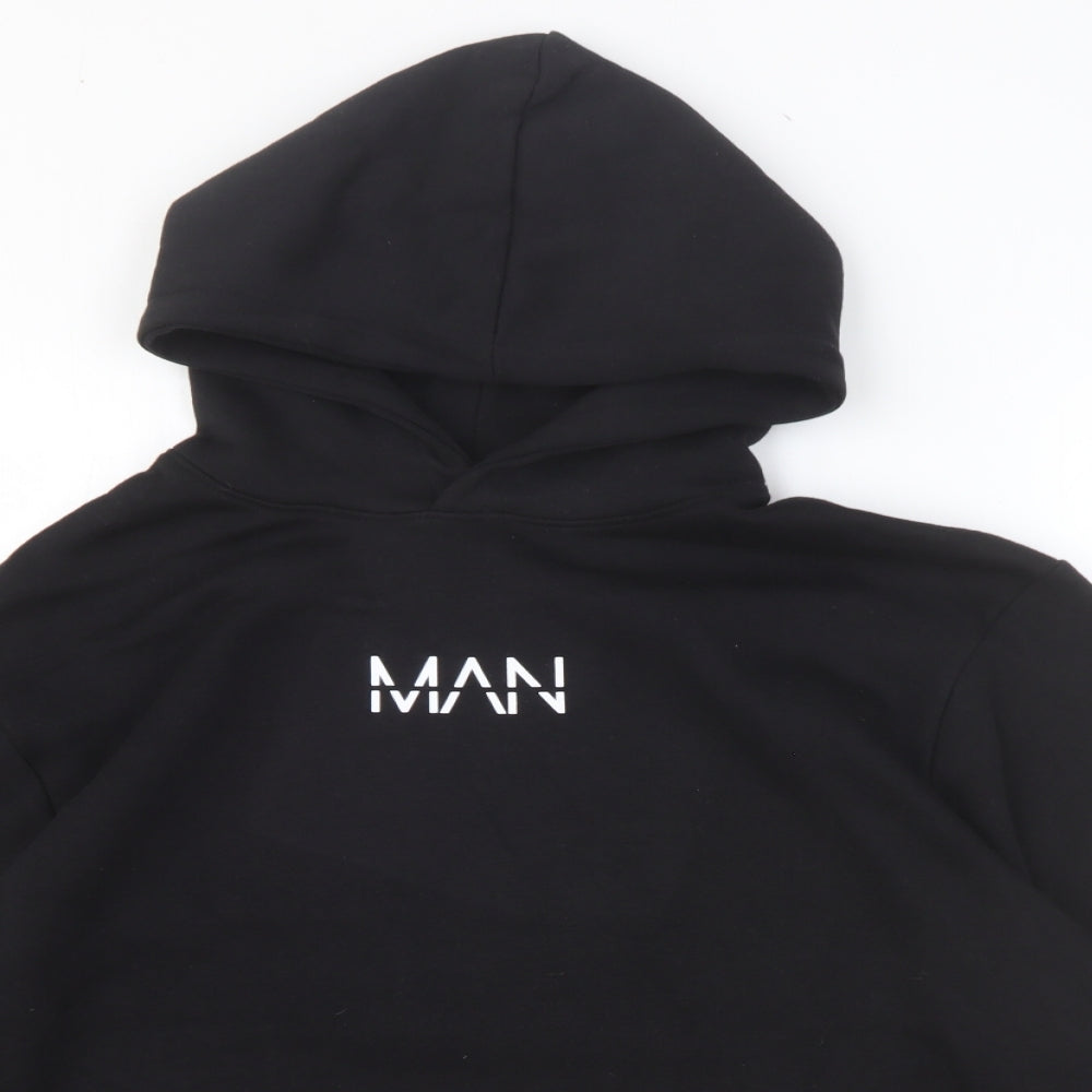Boohoo Mens Black Cotton Pullover Hoodie Size XL