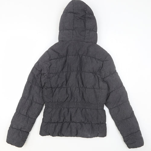 H&M Womens Grey Puffer Jacket Jacket Size 8 Zip