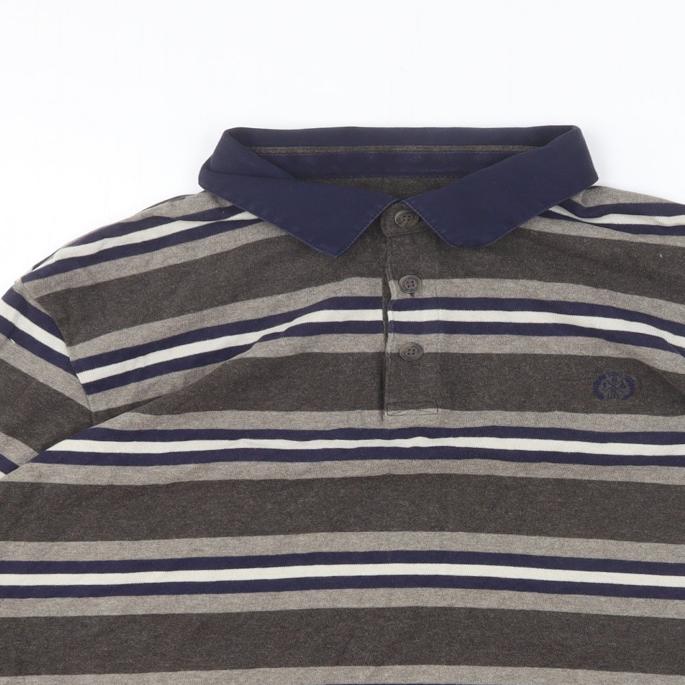 Blue Harbour Mens Multicoloured Striped Cotton Polo Size XL Collared Button