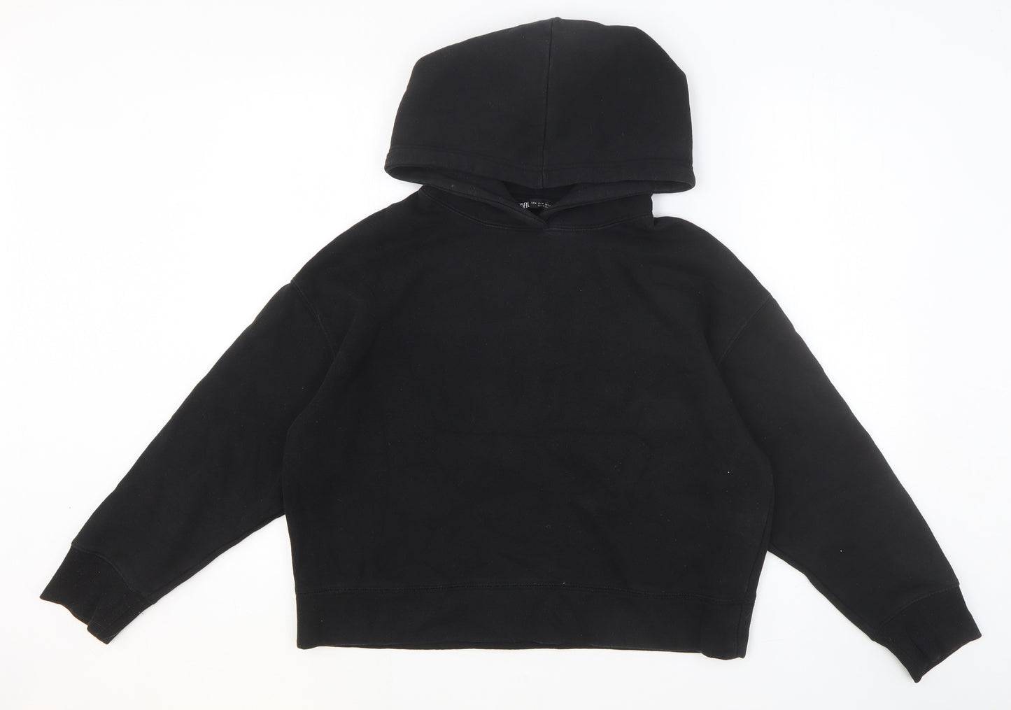 Zara Womens Black Cotton Pullover Hoodie Size M Pullover