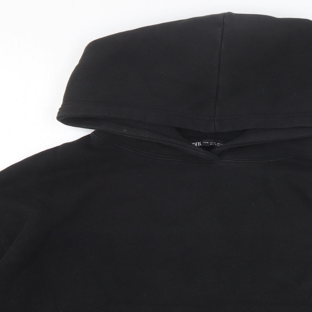Zara Womens Black Cotton Pullover Hoodie Size M Pullover
