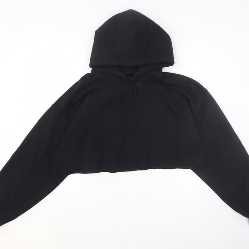 PRETTYLITTLETHING Womens Black Cotton Pullover Hoodie Size M Pullover