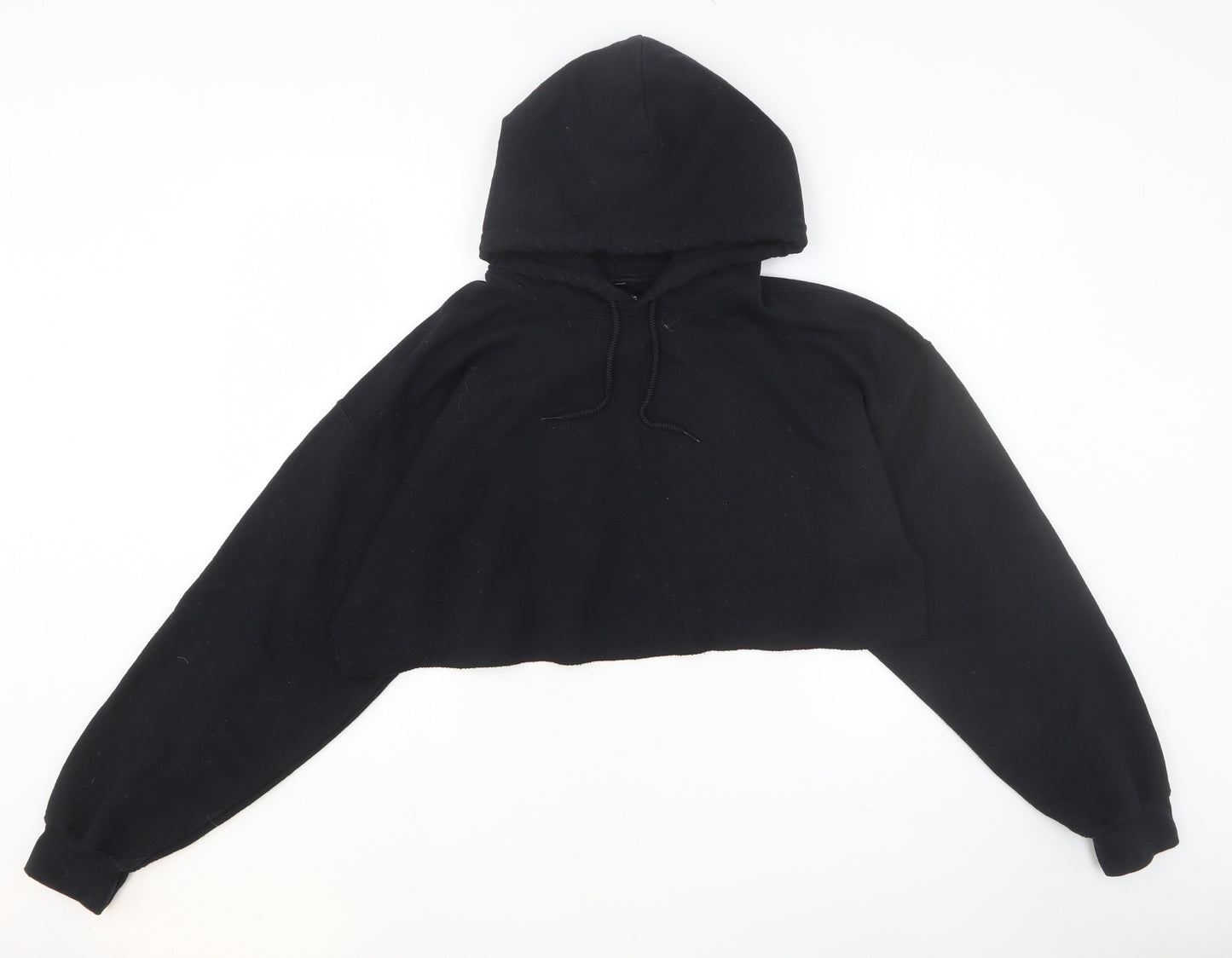 PRETTYLITTLETHING Womens Black Cotton Pullover Hoodie Size M Pullover