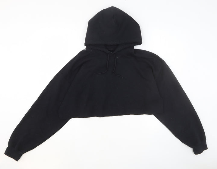 PRETTYLITTLETHING Womens Black Cotton Pullover Hoodie Size M Pullover