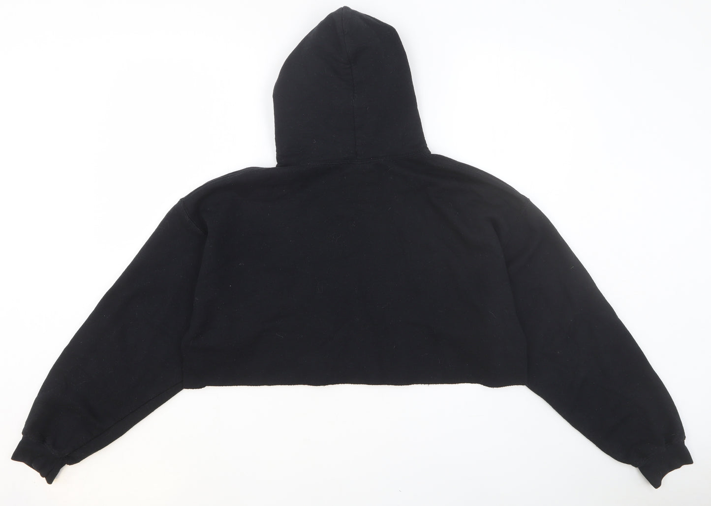 PRETTYLITTLETHING Womens Black Cotton Pullover Hoodie Size M Pullover