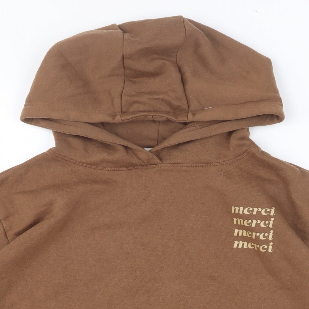 Primark Womens Brown Cotton Pullover Hoodie Size 10 Pullover - Merci Size 10-12